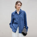High-end long linen sleeves shirt Women's minimalist relaxed single-breasted Shirt autumn and winter New Tencel linen solid color top