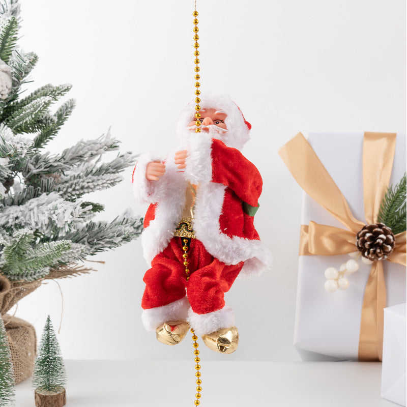 Cross-border Christmas creative gift electric Santa Claus black ladder climbing beads children's toy Christmas decoration