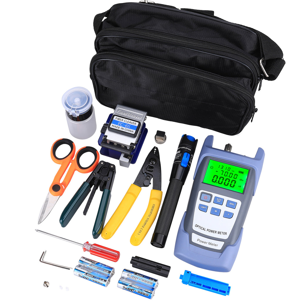 Fiber optic cold connection suit tools package set fusion splicer toolbox optical power meter red laser pointer cutting knife Miller pliers