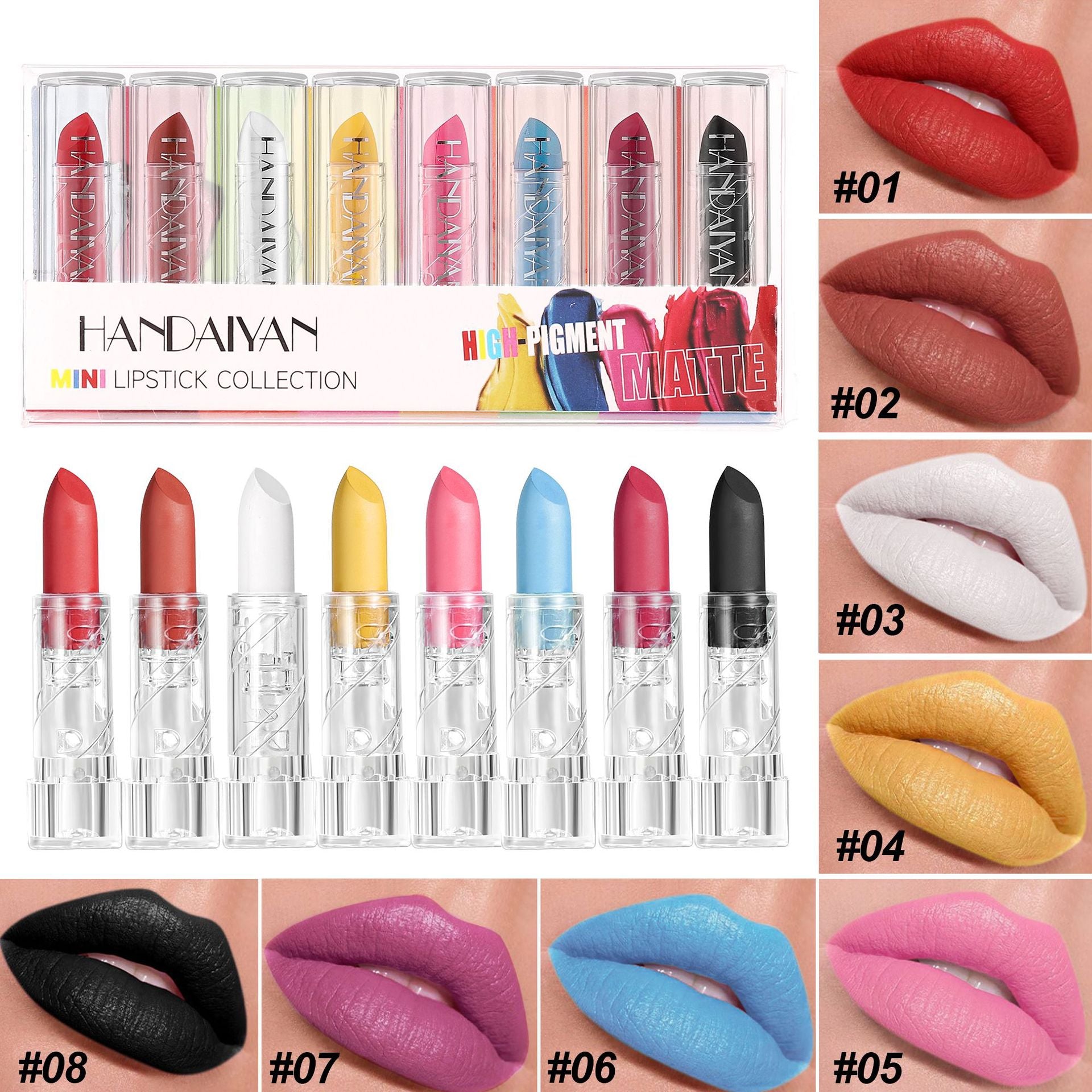 Cross-border Halloween lipstick kit 8 pieces handaiyan personalized DIY long lasting waterproof matte lipstick kit