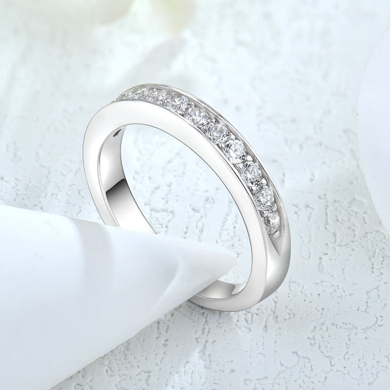 Ring s925 silver inlaid 2mm zircon diamond ring classic simple fashion foreign trade cross-border jewelry silver accessories processing