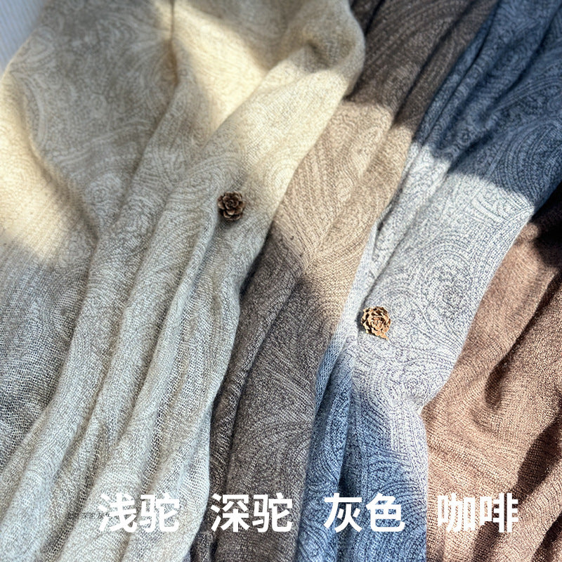 [Gift recommend] Pure cashmere shawl paisley jacquard scarf autumn and winter women's high-end 100% cashmere scarf