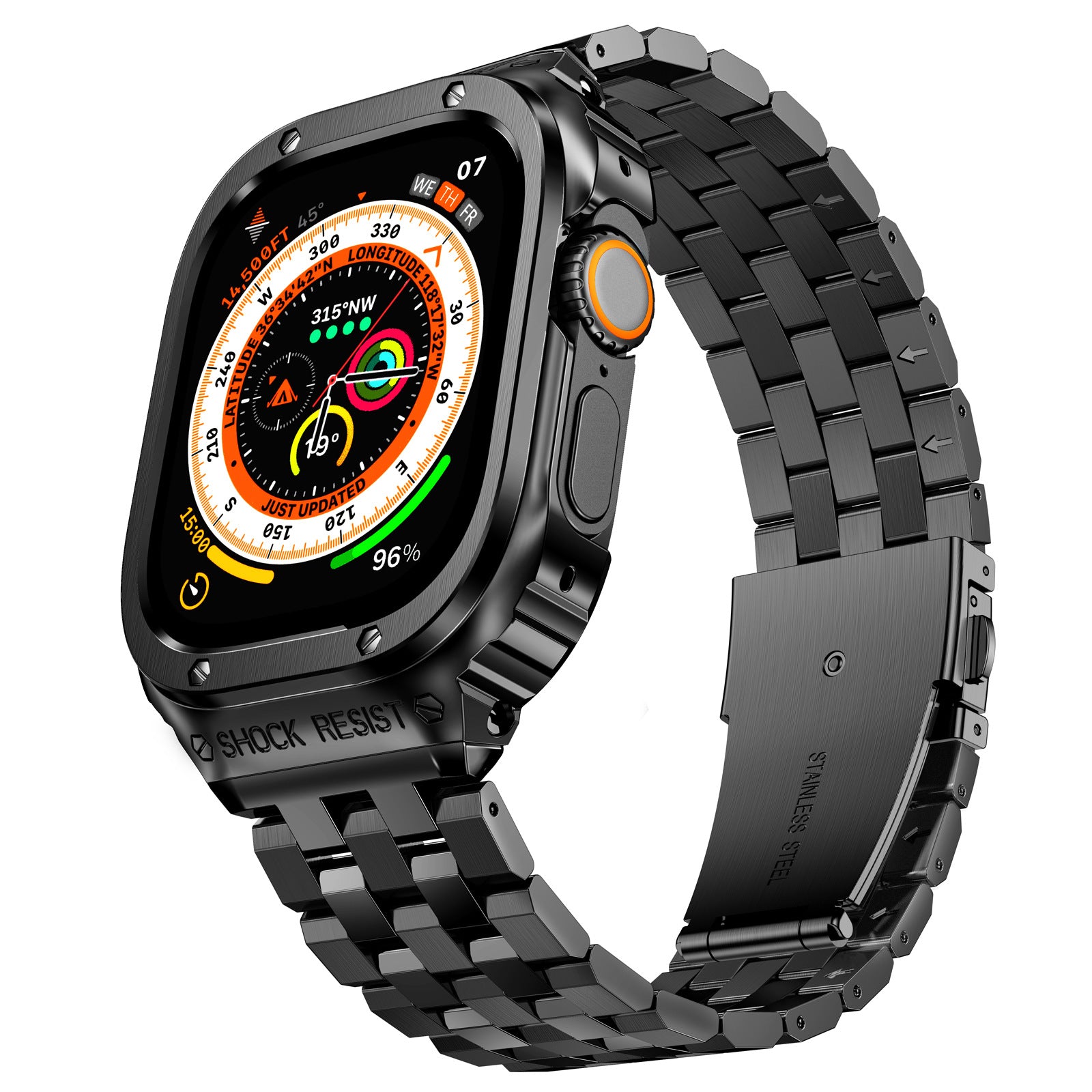 For apple watch 8 /7 /6 /5/apple smart stainless steel steel case 49 strap
