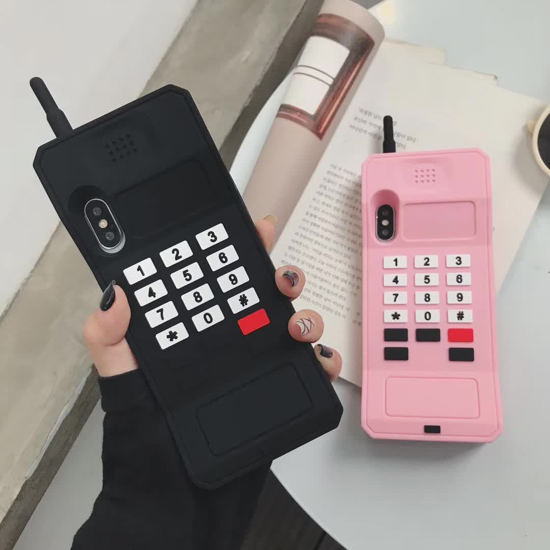 Creative retro cellular phone iphone17promax Apple 14 phone case applicable cartoon silicone three-dimensional 13 soft