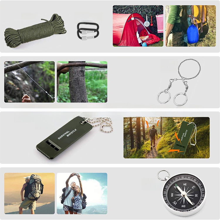 Outdoor camping camping multi-function tool Amazon wild survival equipment self-defense travel supplies suit