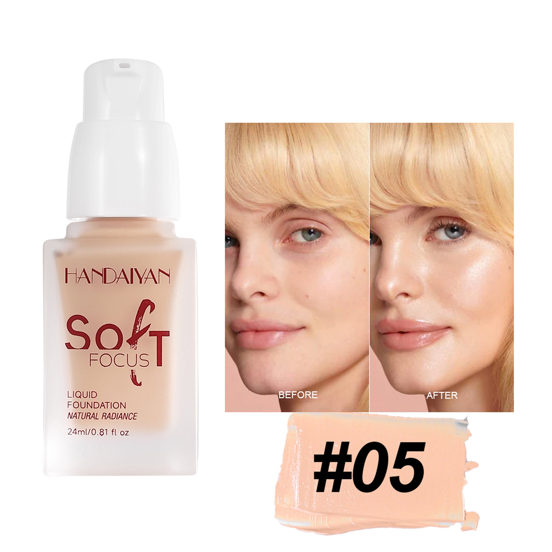 Cross-border liquid foundation concealer long lasting smear-proof makeup non-dry leather not stuck foundation cream handaiyan European and American liquid foundation