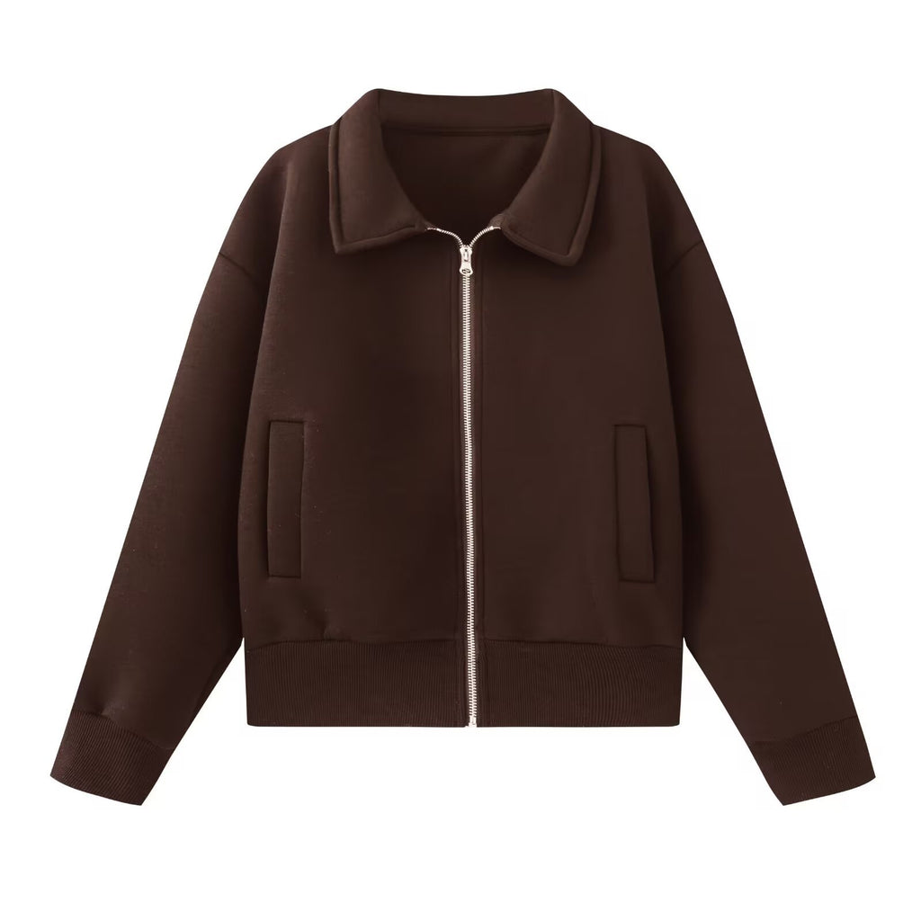 European and American Foreign trade wholesale 2025 new spring and autumn women's clothing diving suit fabric effect pilot jacket coat for women