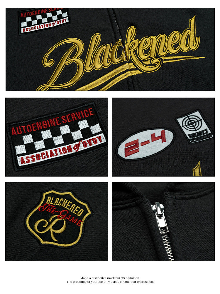 # OVDY original American top men's autumn and winter couple wear fashion brand fleece-lined hooded zipper sweatshirt coat men's clothing