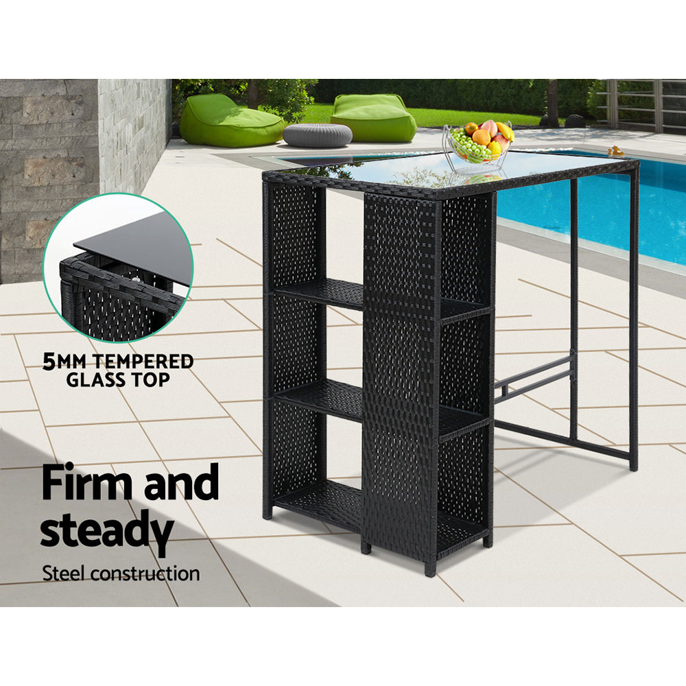 NNEDSZ Outdoor Bar Set Table Stools Furniture Wicker 5PCS