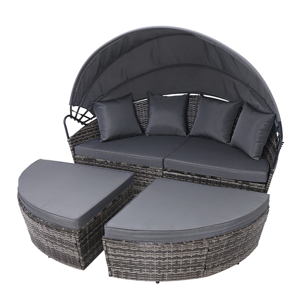 NNEDSZ Lounge Setting Patio Furniture Sofa Wicker Garden Rattan Set Day Bed Grey