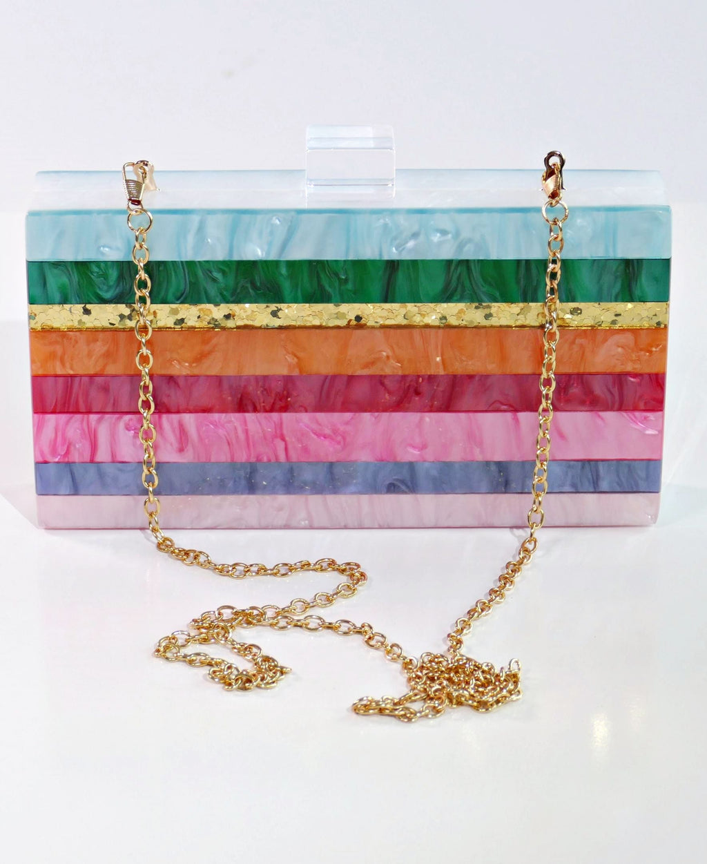 Dreaming Rainbow Stripe Women's Acrylic Box Clutch