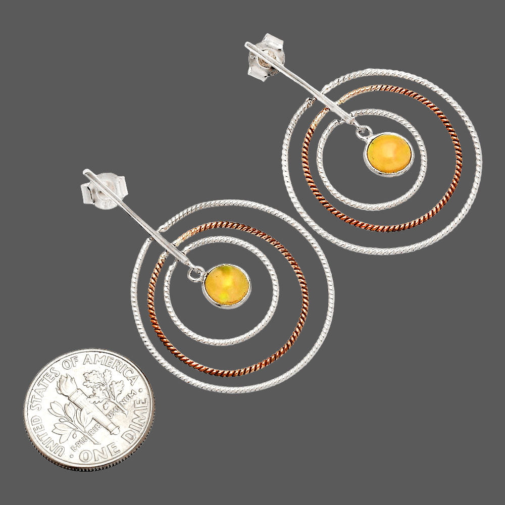 Two Tone Dangle - Ethiopian Opal Earrings E-1244 SDE83220