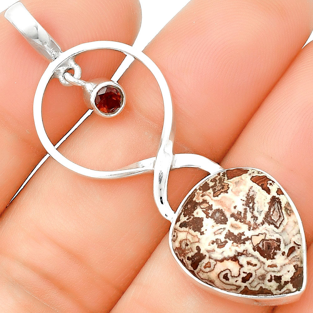 Natural Rosetta Picture Jasper & Garnet Pendant P-1048 SDP133957