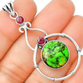 Natural Green Matrix Turquoise & Garnet Pendant P-1075 SDP134953
