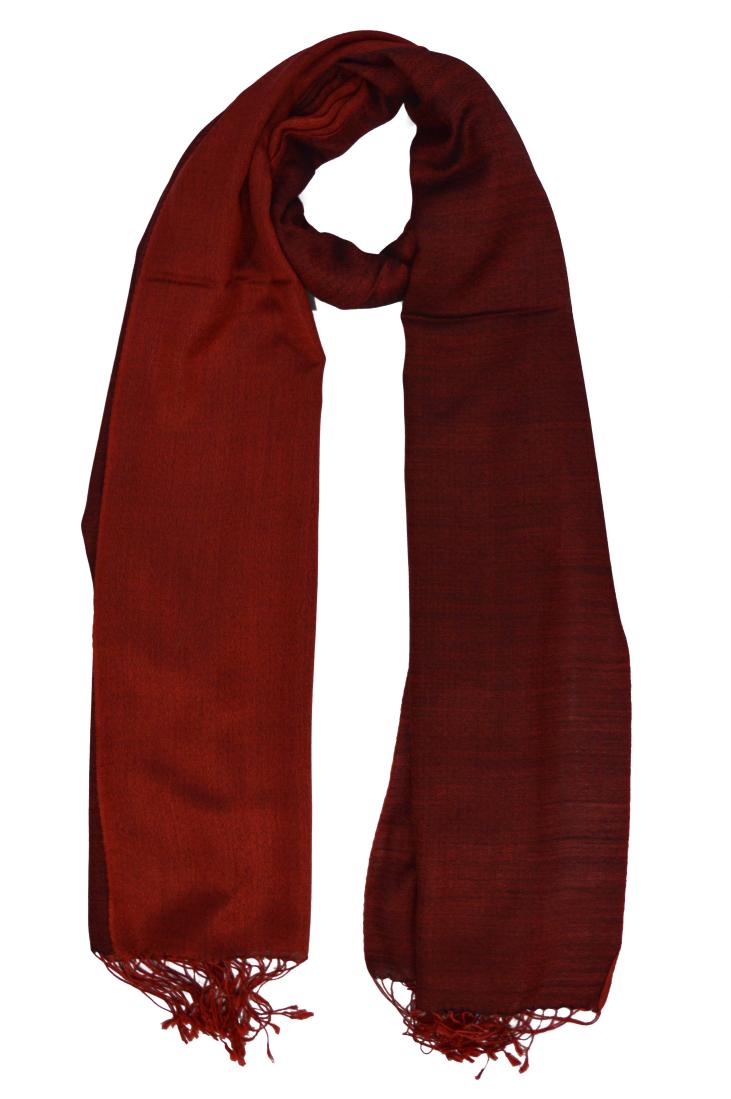 Red & Black Two Tone Wool And Silk Blend Scarf