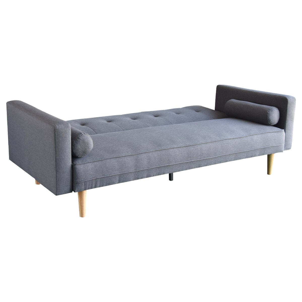 NNEDSZ Sarantino Madison Sofa Bed Lounge Couch Futon Furniture Home Dark Grey Linen Suite
