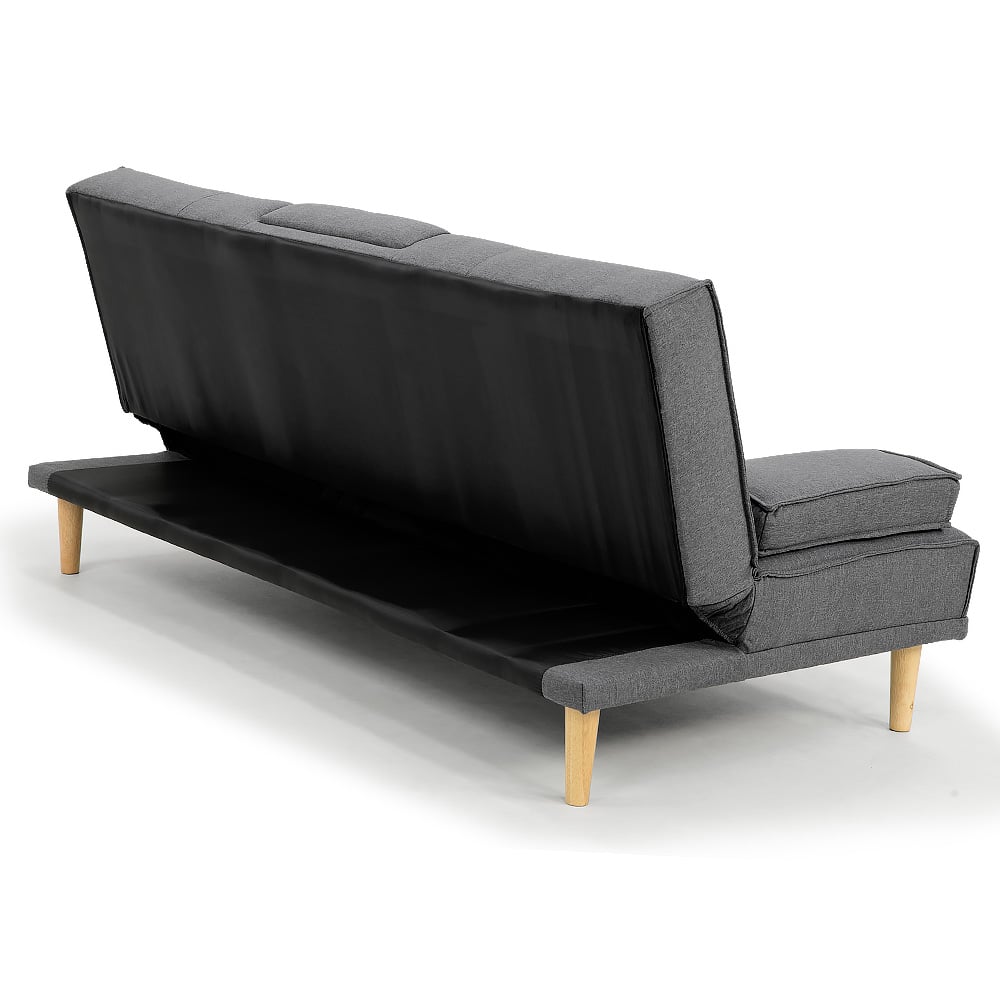 NNEDSZ Sarantino Rochester Linen Fabric Sofa Bed Lounge Couch Futon Furniture Suite - Dark Grey