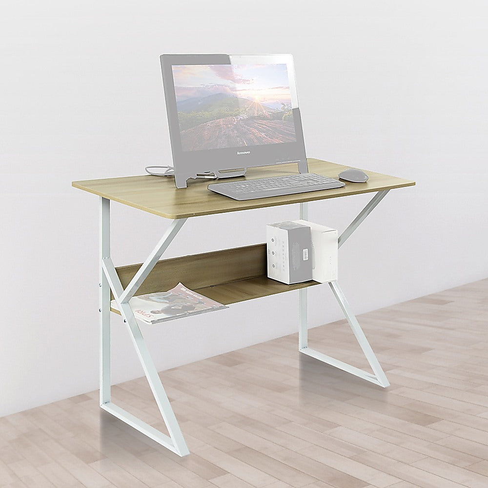 NNEDSZ Wood & Metal Computer Desk with Shelf Home Office Furniture