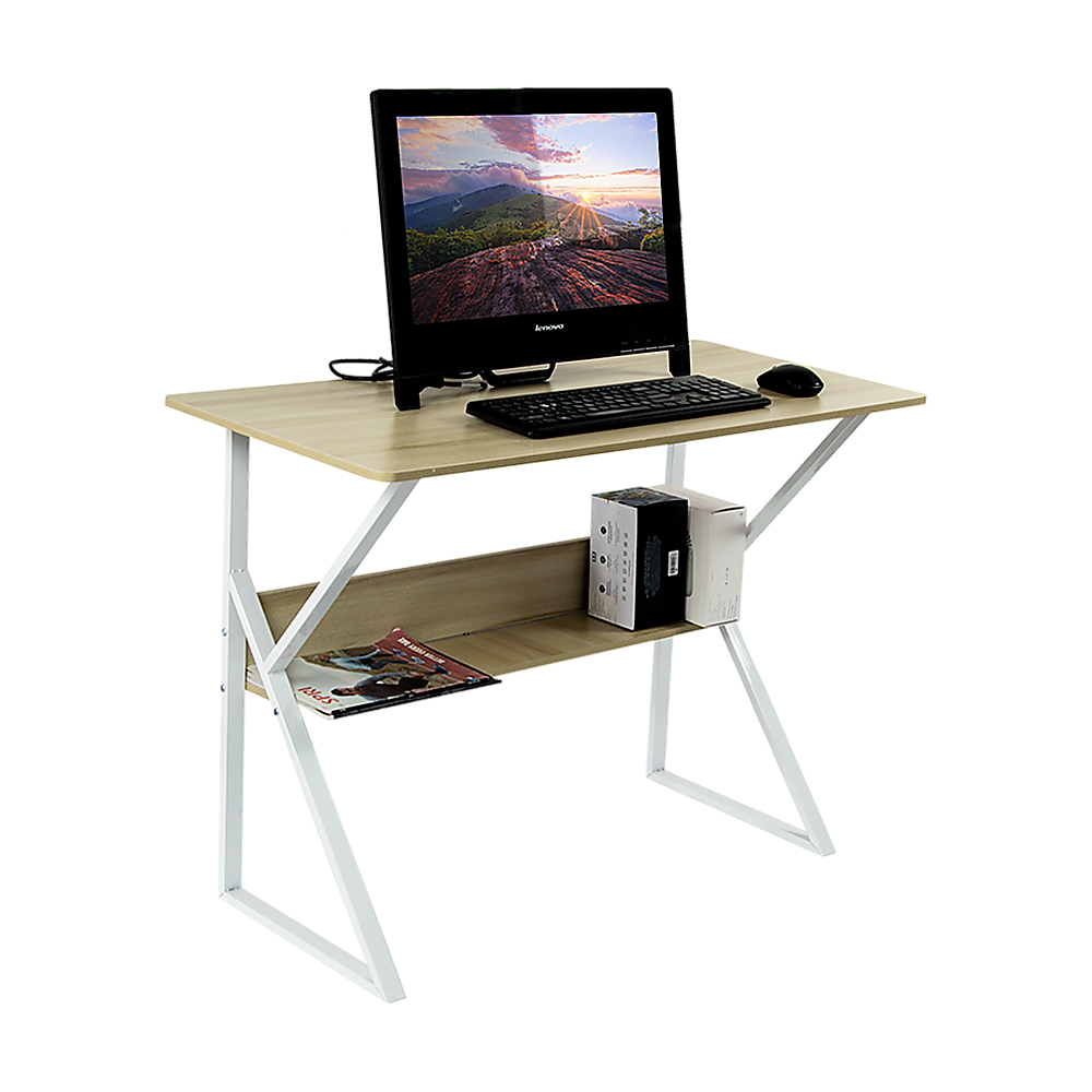 NNEDSZ Wood & Metal Computer Desk with Shelf Home Office Furniture