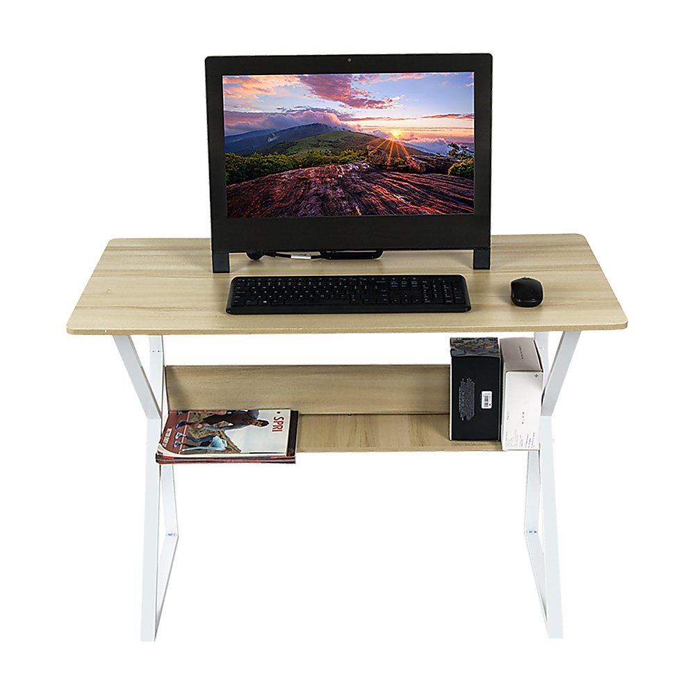 NNEDSZ Wood & Metal Computer Desk with Shelf Home Office Furniture