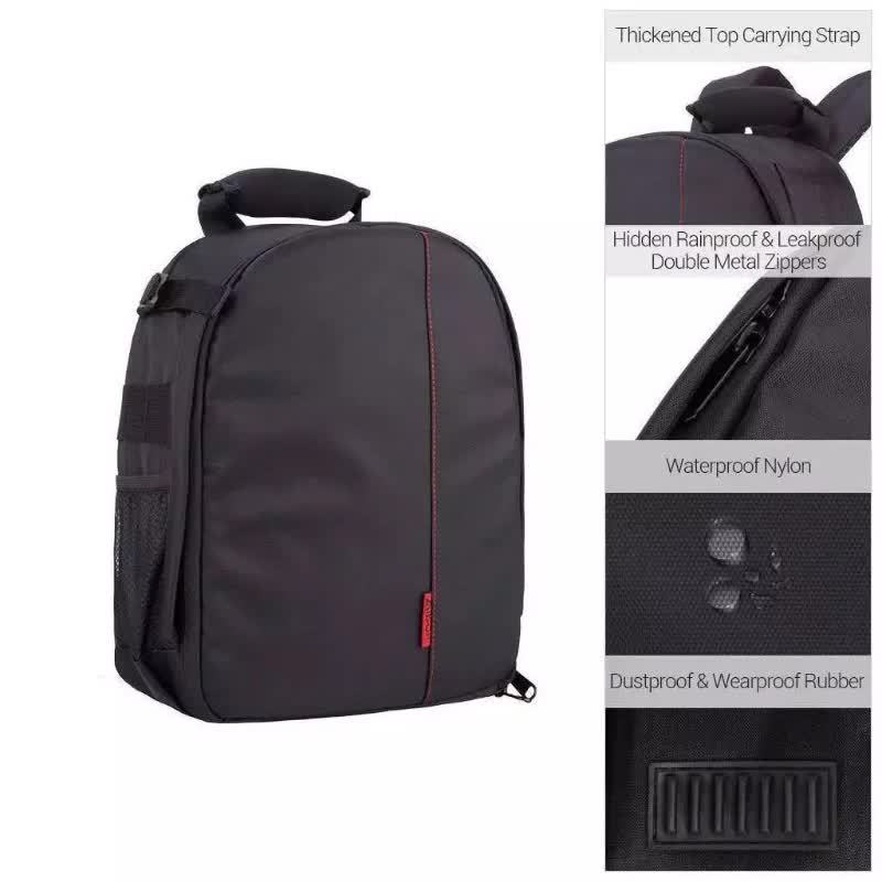 NNEDSZ Red Lining Water-Resistant DSLR Camera Backpack with Tripod Holder, Lightweight and Spacious Photography Bag for Outdoor Use(Camera and accessories are props, not included)