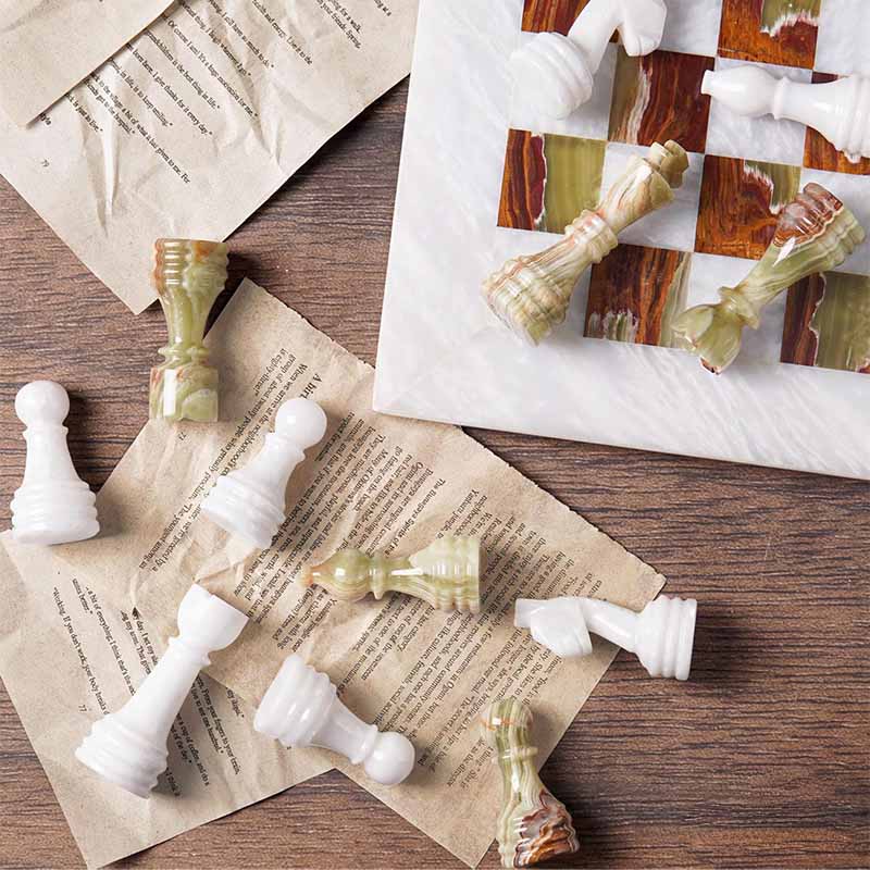 White and Green Premium Quality Chess pieces