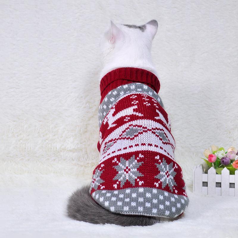 Cozy Christmas Pet Sweater: Festive Knitted High Collar Clothes For Dogs And Cats