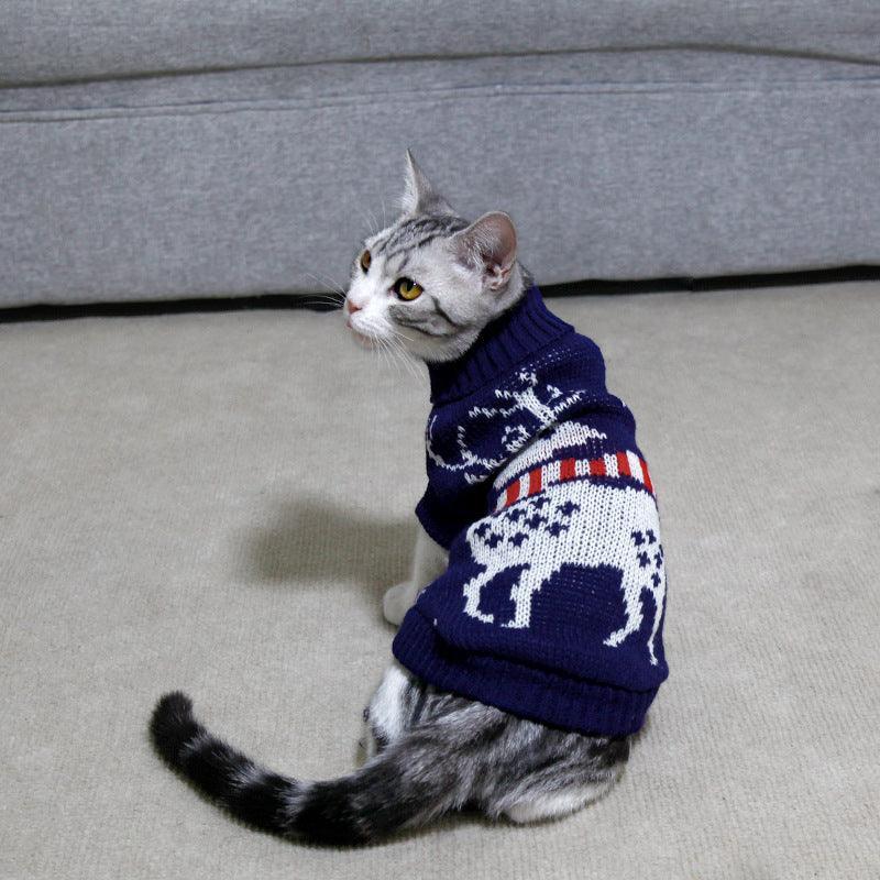 Cozy Christmas Pet Sweater: Festive Knitted High Collar Clothes For Dogs And Cats