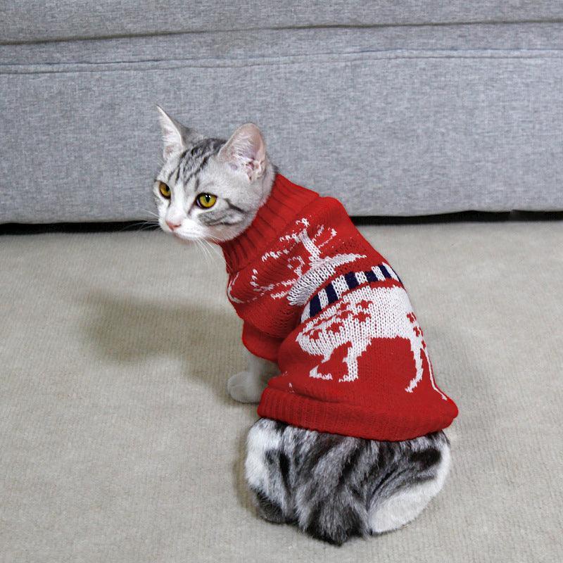 Cozy Christmas Pet Sweater: Festive Knitted High Collar Clothes For Dogs And Cats