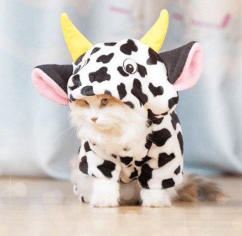 Cozy Cow Pet Costume Sweater - Warm Winter Clothing For Dogs And Cats