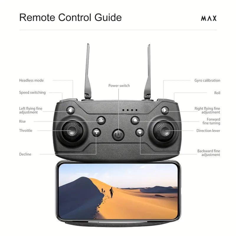 E88 Quadcopter UAV Drone with Dual HD Cameras - Black (HD Dual Camera)