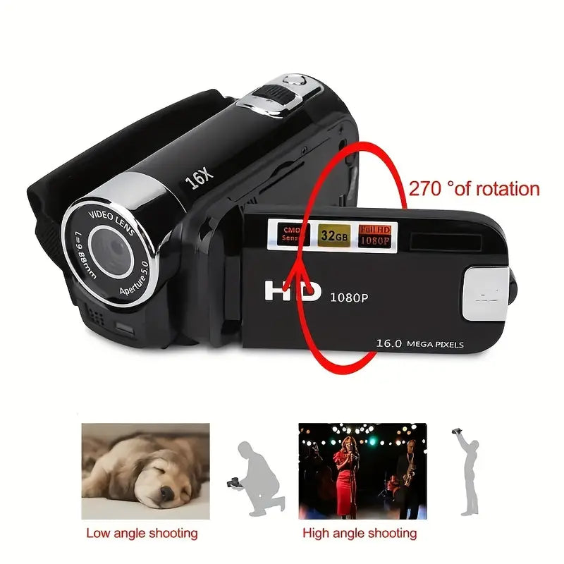 Black 270° Rotating LED Flip Screen Camera