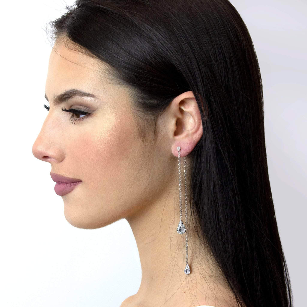 #16931 - Teardrop Layered Front Back Earrings - 4.25"