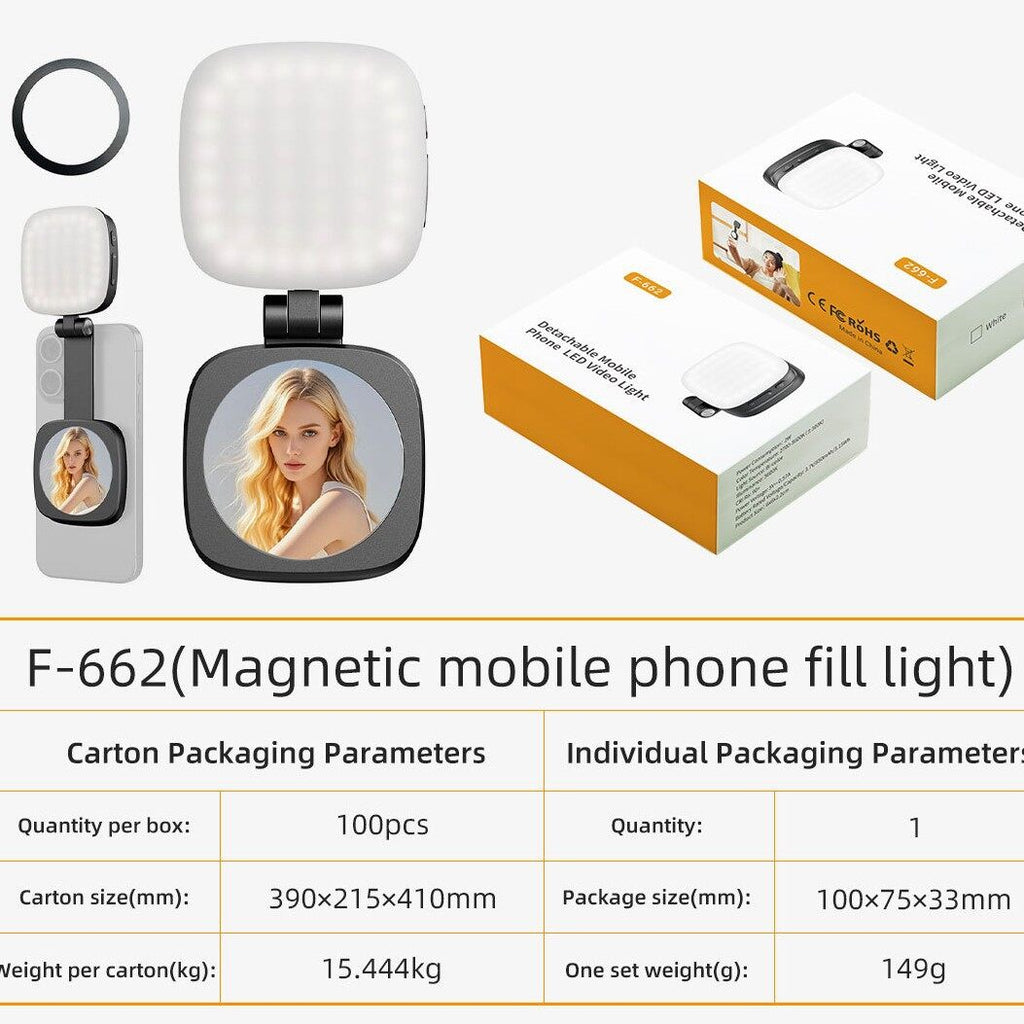Cross-border portable magnetic mirror suitable for live and photo beauty fill light Mini soft light lamp mobile phone Universal