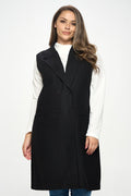 Double Breast Detail Sleeveless Coat with Collar