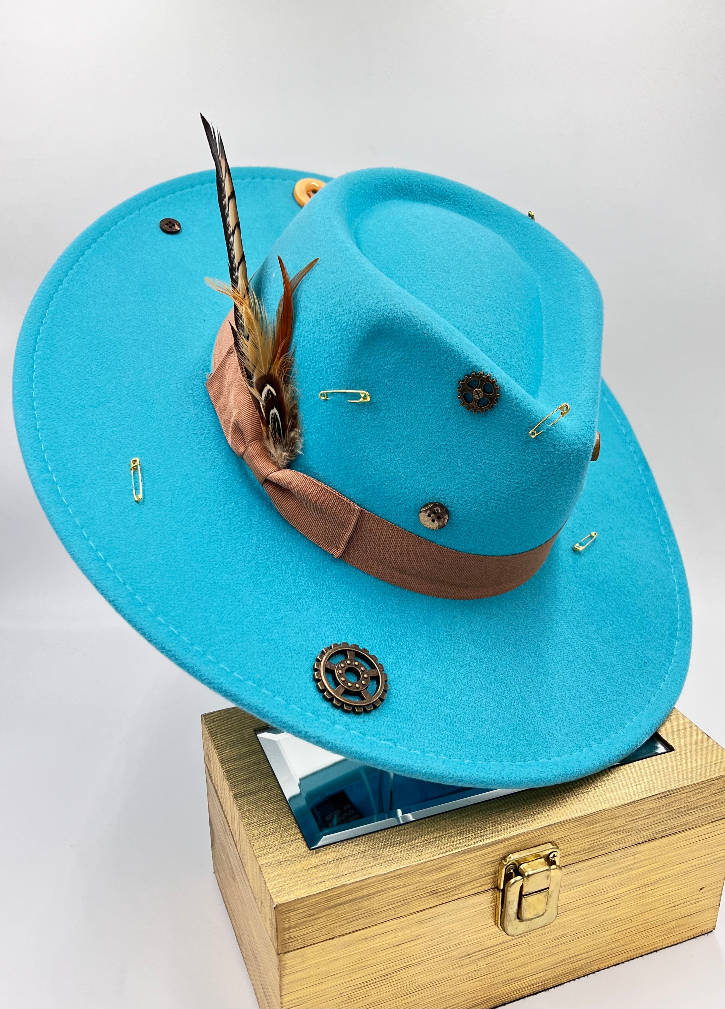 Luxury  Bow Tie Fedora Hat -Button-me-up