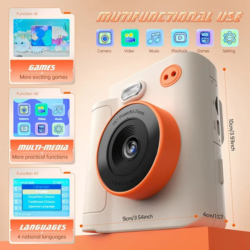 NNETM Kids Print Camera 1080P with Vintage Paper