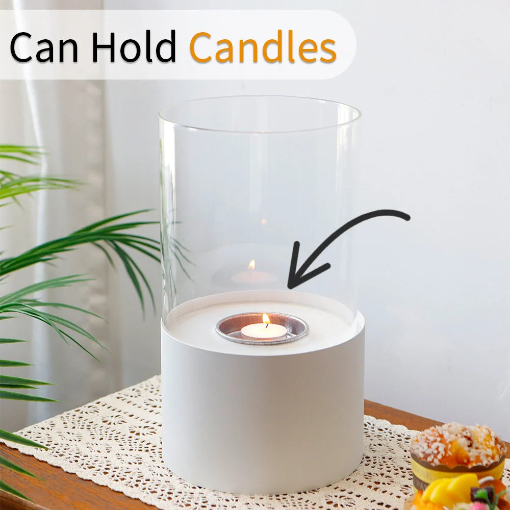 11.4"H  Round Portable Tabletop Fireplace(white)