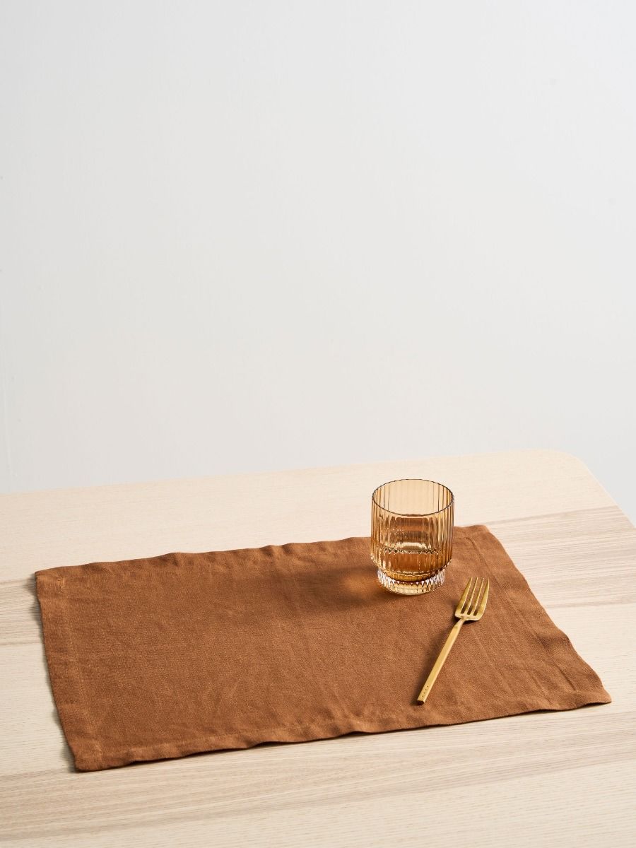 Brown Linen Table Placemat Set