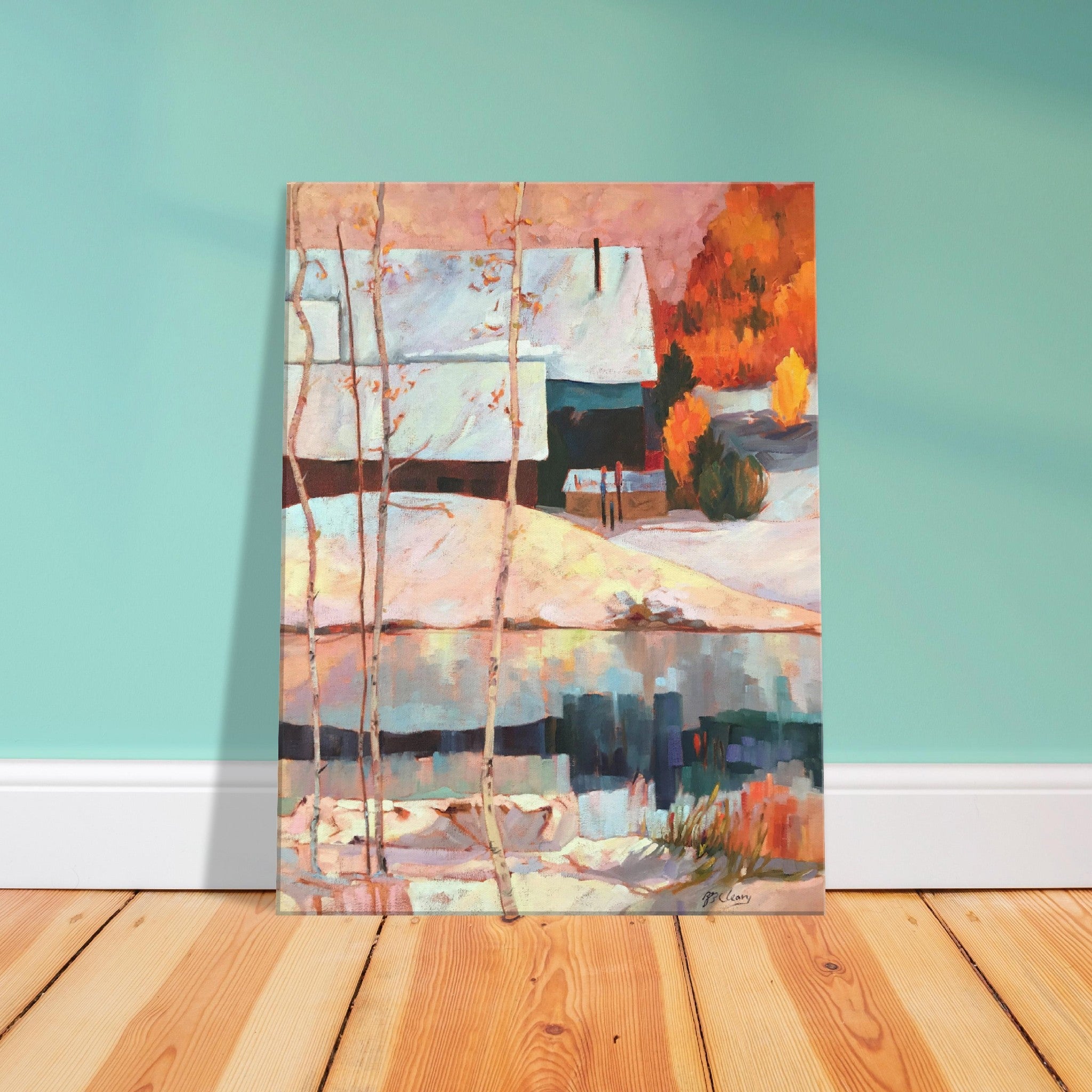 'Early Snow' Winter Landscape I 18x24 inch Art Print on Canvas I Original Artwork by American Artist Barbara Cleary