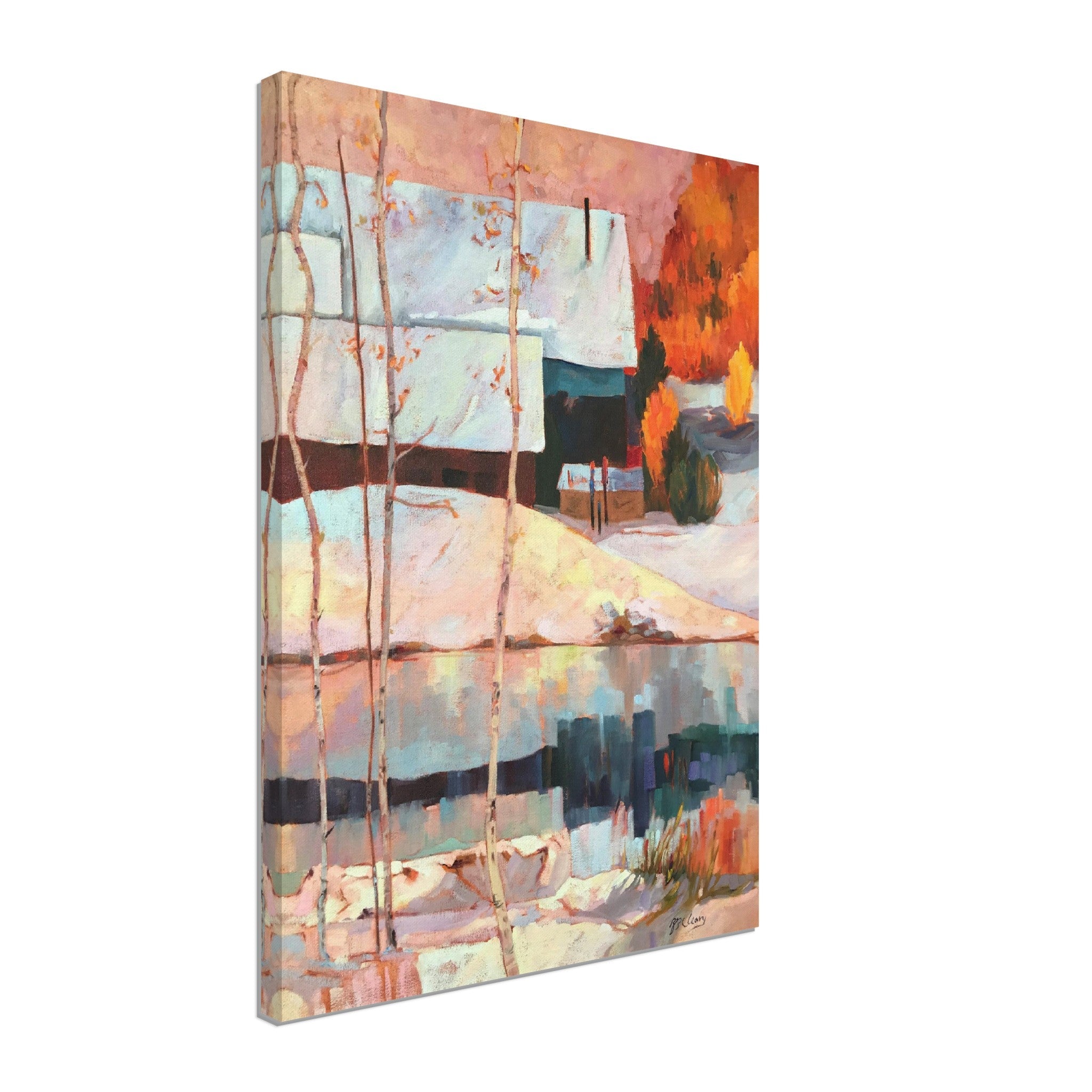 'Early Snow' Winter Landscape I 18x24 inch Art Print on Canvas I Original Artwork by American Artist Barbara Cleary