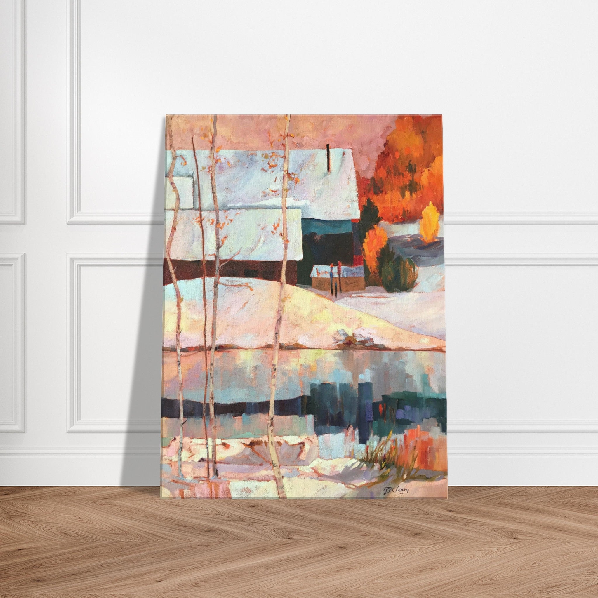 'Early Snow' Winter Landscape I 18x24 inch Art Print on Canvas I Original Artwork by American Artist Barbara Cleary