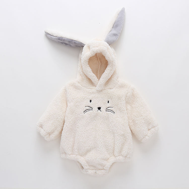 Baby Embroidered Pattern Rabbit Ear Design Thickened Bodysuit