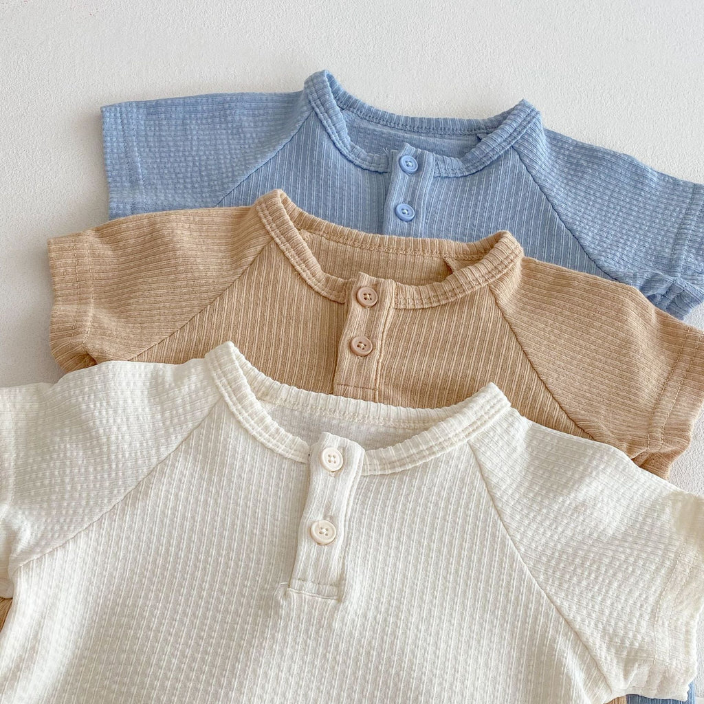 Summer Arrival Baby Unisex Short Sleeves Plain Rompers Bodysuits