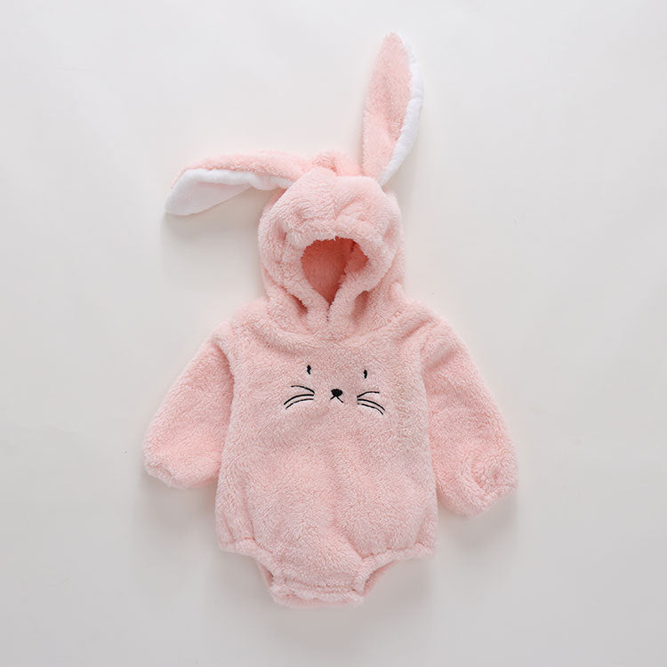 Baby Embroidered Pattern Rabbit Ear Design Thickened Bodysuit