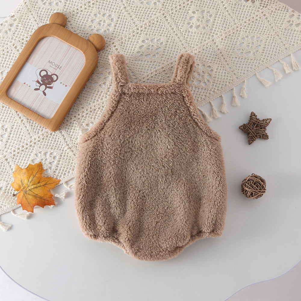 Cartoon Bear Pattern Solid Color bodysuit