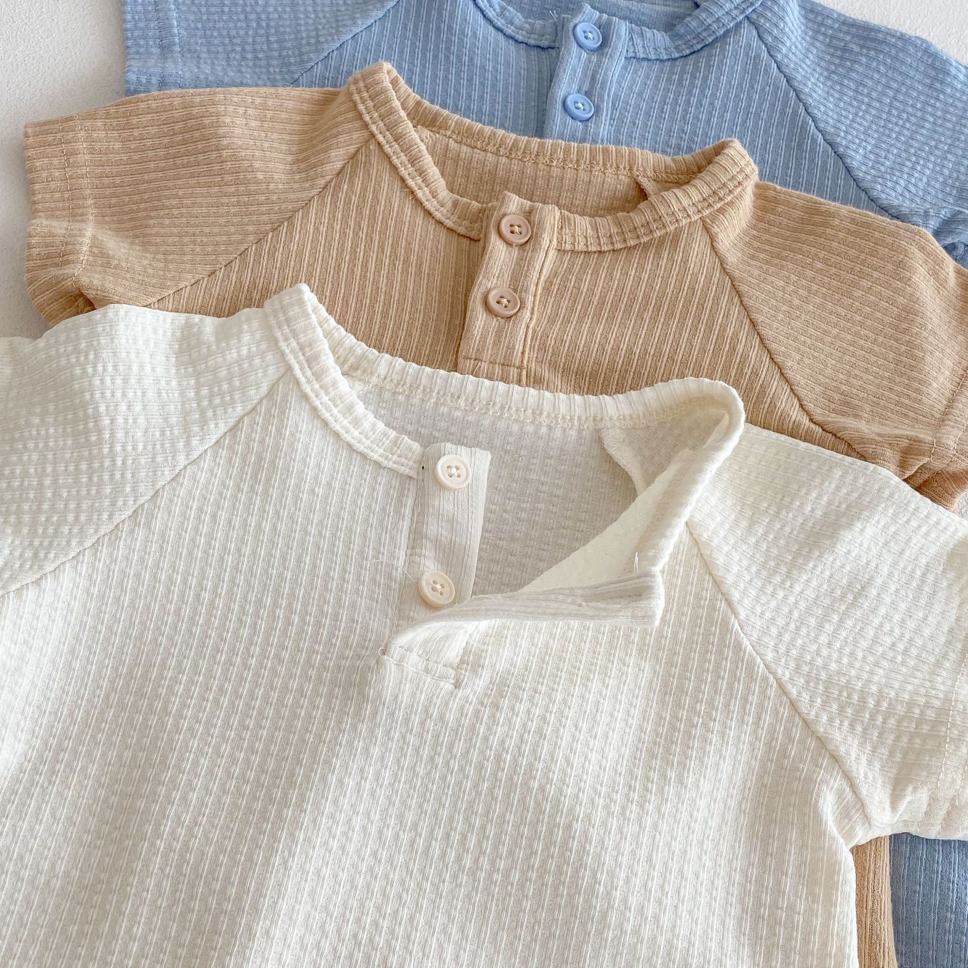 Summer Arrival Baby Unisex Short Sleeves Plain Rompers Bodysuits