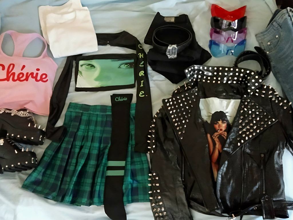 Black & Green Top & Skirt Set